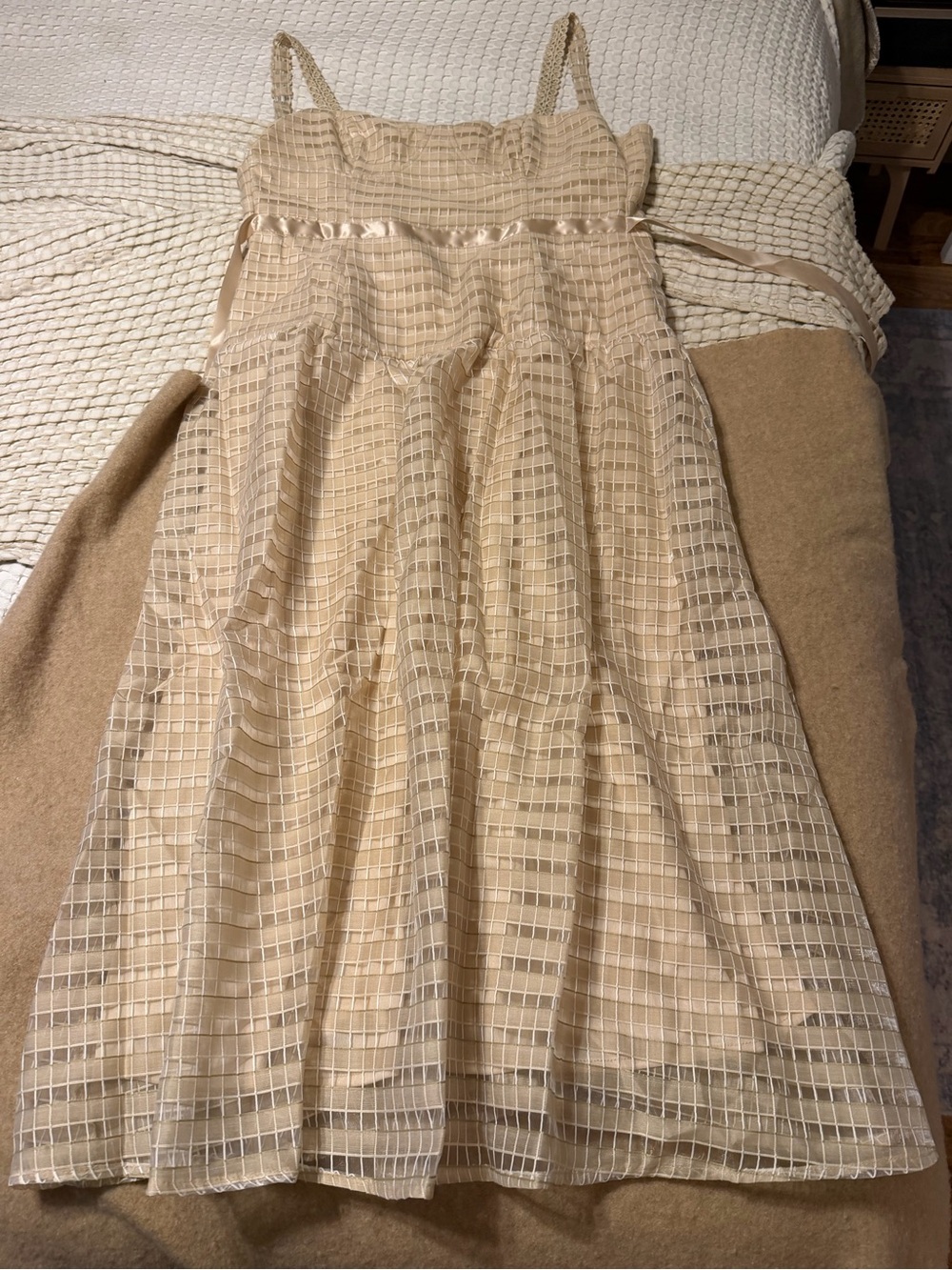 Just Me Neutral Cream A-Line Midi Dress